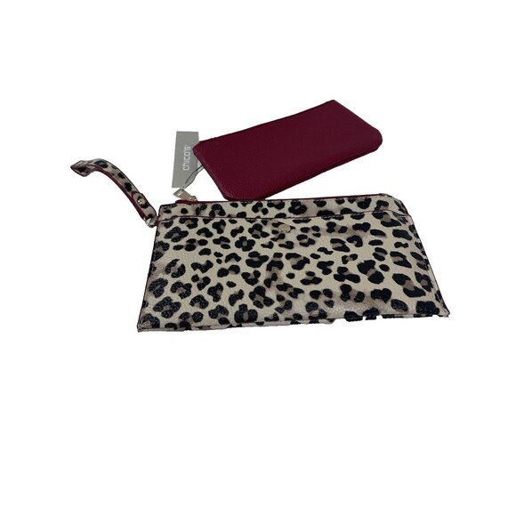 Chico's NOSZ Leopard Print Wristlet Wallet Two Piece Set Faux Leather New w Tags - Picture 4 of 6
